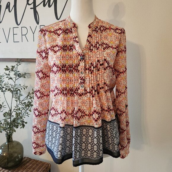 ANTHROPLOGIE HD IN PARS KAVERI HENLEY BLOUSE - EUC - SIZE 0/P (See Measu… - Picture 3 of 11